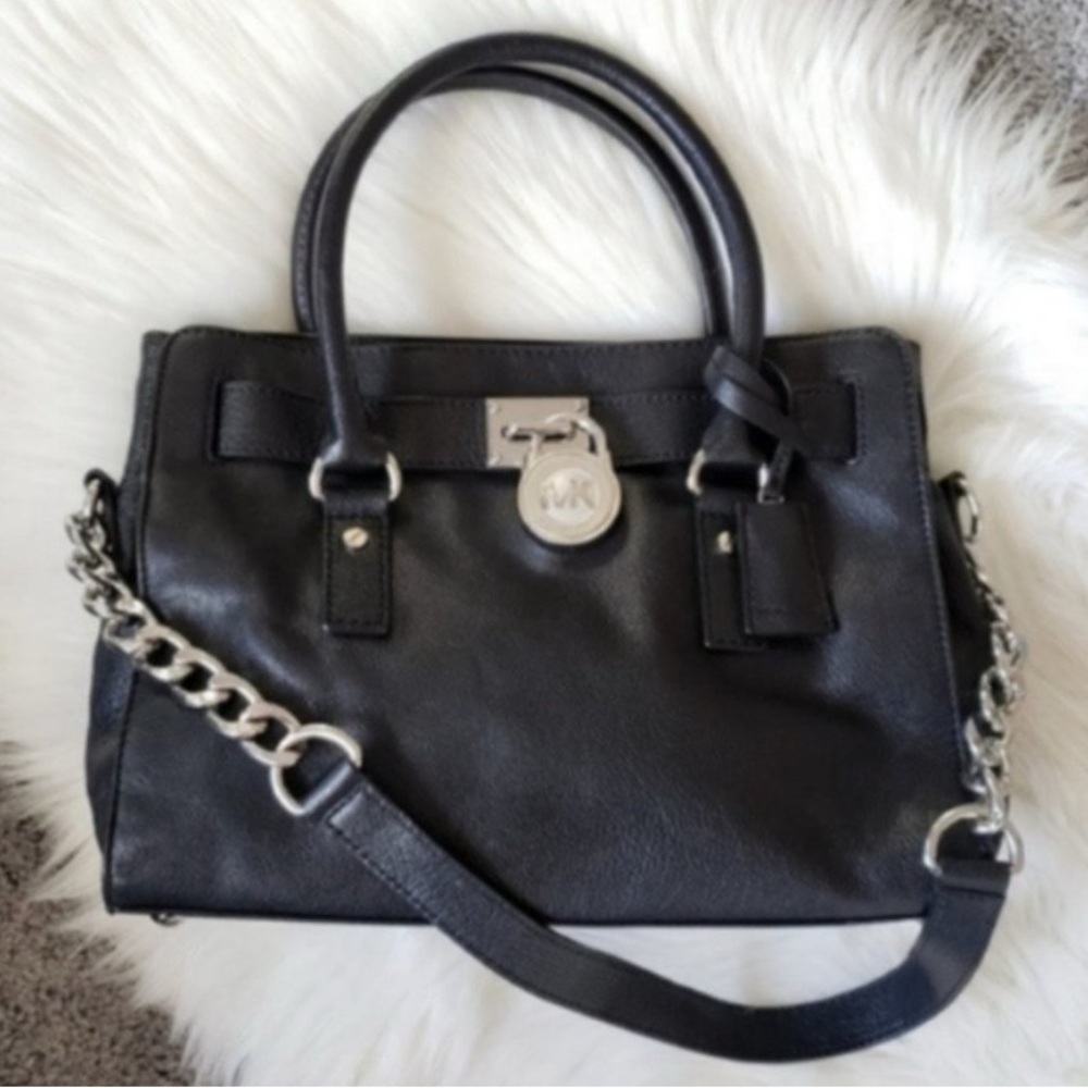 Michael Kors Black Satchel with Silver Accents